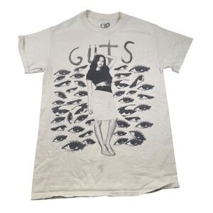 Olivia Rodrigo GUTS Album T Shirt Eyes Graphic Beige‎ Pop Music Tee Small